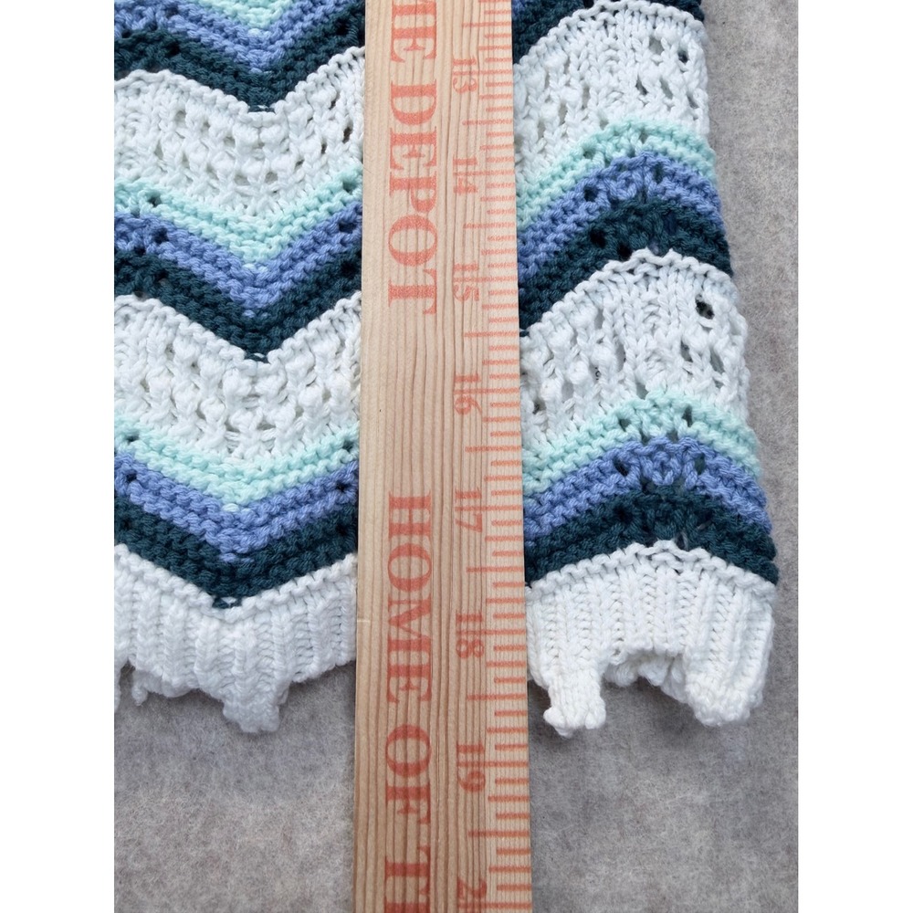 Entro Crochet Cardigan Womens Small Blue White Chevron Ruffle
Knit Boho - Picture 8 of 8